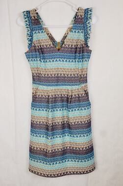 Tabitha Teahouse blue ruffled sleeve crocheted lace sheath dress Size 0 Boho